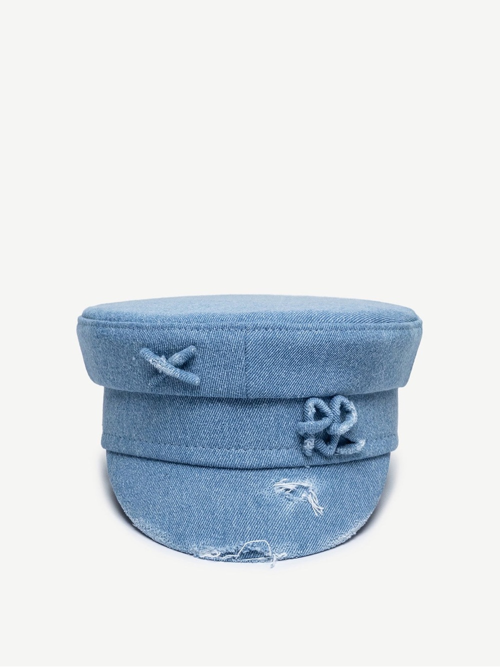 RUSLAN BAGINSKIY Distressed denim baker boy cap